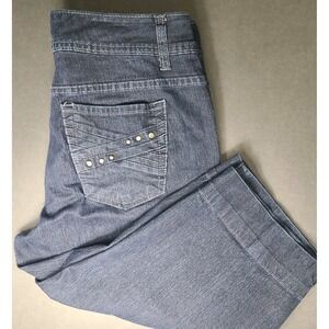 NINE WEST Shorts Womens 8 Missy Skimmer 30 X16 Studs Stretch Blue Denim Mid Rise